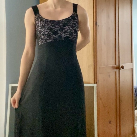 Purple and Black Beaded Lace Whimsygoth Maxi Formal Prom Dress Vintage - Picture 5 of 6